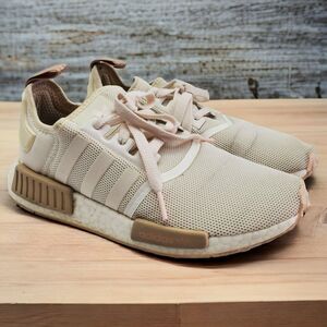 Adidas NMD R1 Boost Athletic Shoes Womens 8 Chaulk White Beige Lace Up Casual